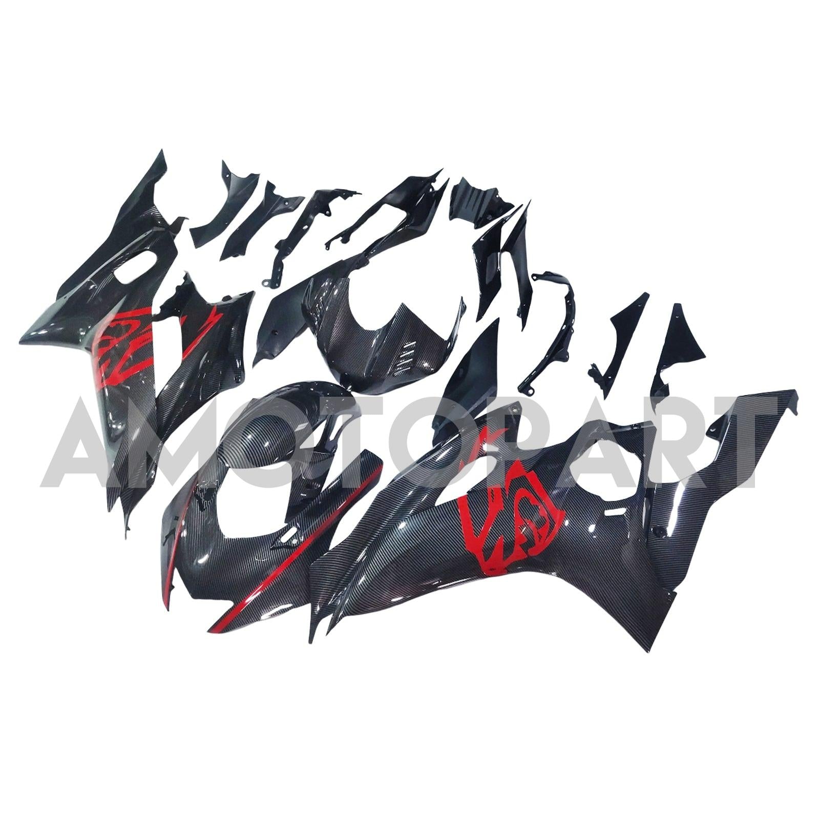Amotopart 2017-2023 Yamaha YZF R6 Carbon Fiber Red Black Fairing Kit