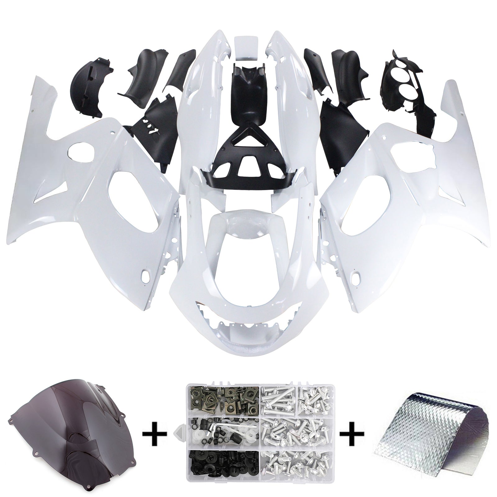Amotopart Yamaha 1996-2007 YZF 600R Thundercat Black White Fairing Kit