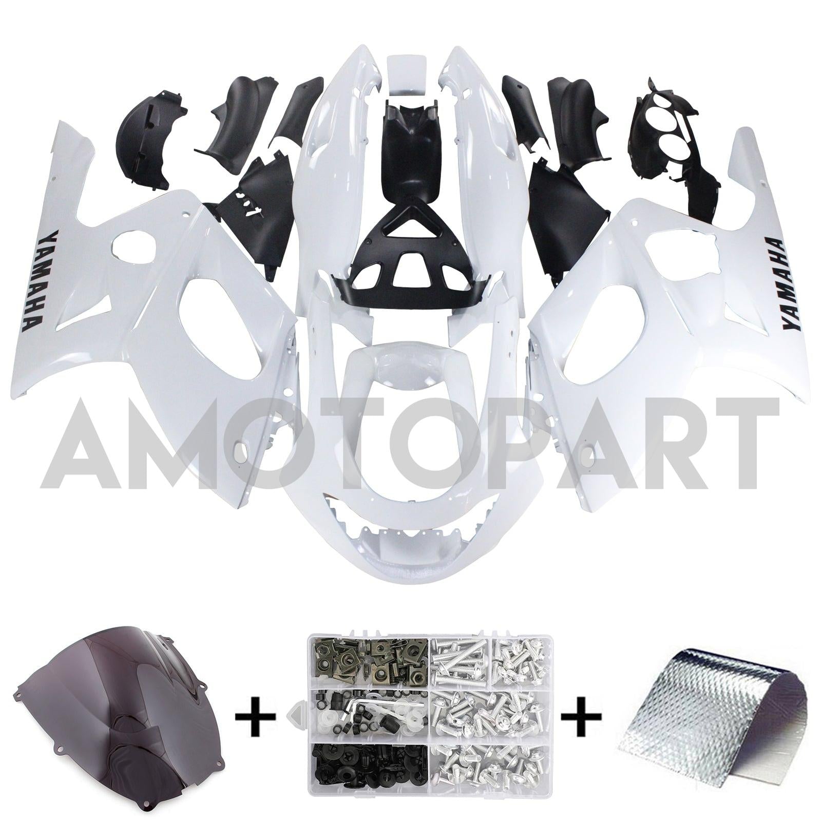 Amotopart Yamaha 1996-2007 YZF 600R Thundercat Black White Fairing Kit