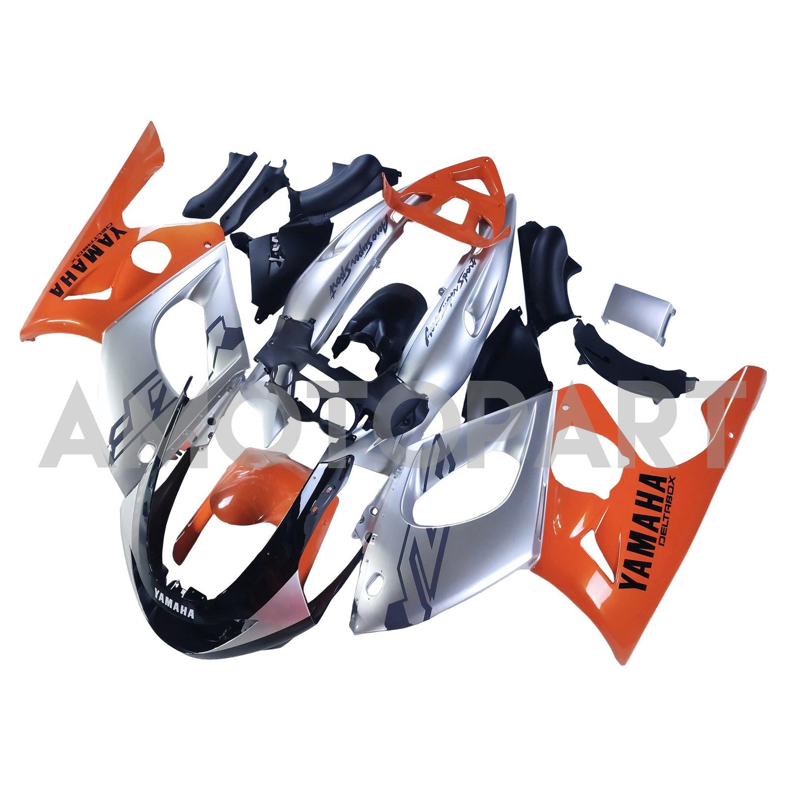 Amotopart Yamaha 1996-2007 YZF 600R Thundercat Orange Sliver Fairing Kit