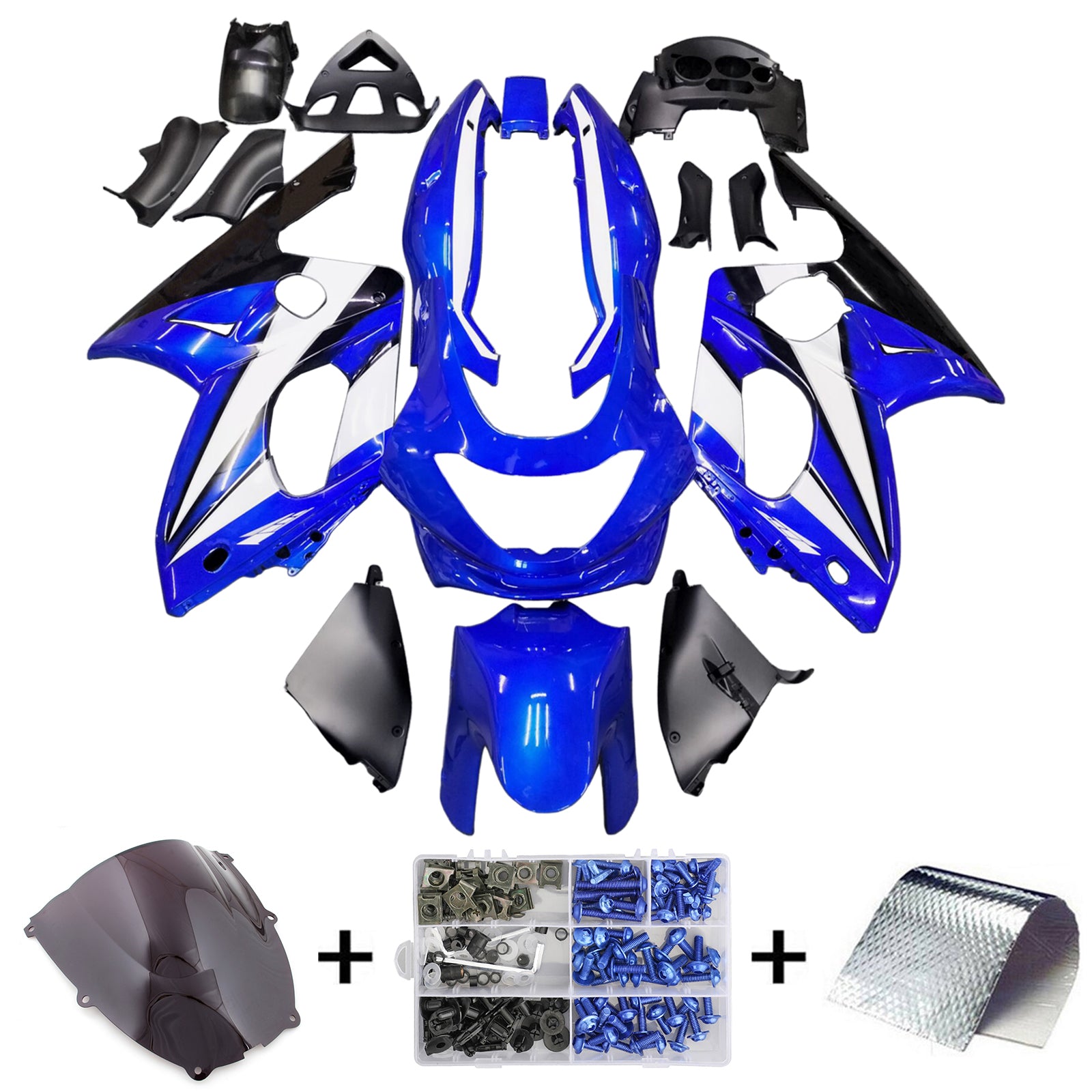 Amotopart Yamaha 1996-2007 YZF 600R Thundercat Black Blue Fairing Kit