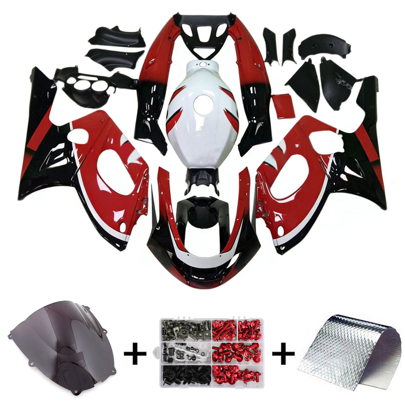 Amotopart 1996-2007 Yamaha YZF 600R Thundercat Glossy Black Red White Fairing Kit