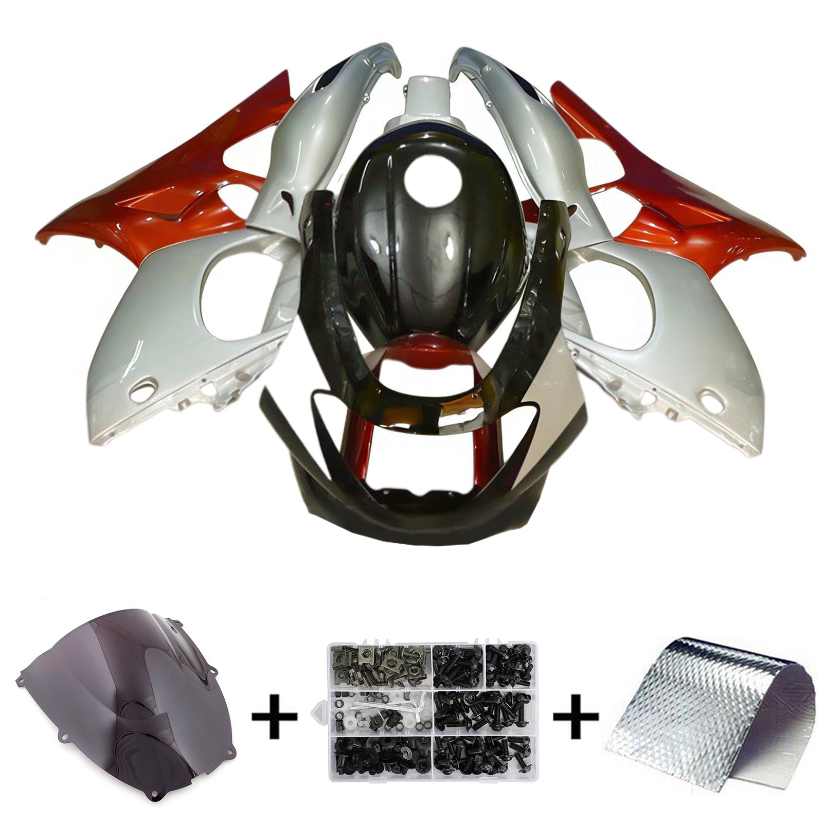 Amotopart 1996-2007 Yamaha YZF 600R Thundercat Black Silver Orange Fairing Kit