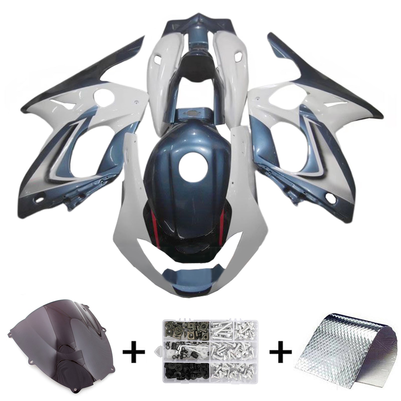 Amotopart 1996-2007 Yamaha YZF 600R Thundercat Greyish Blue White Fairing Kit