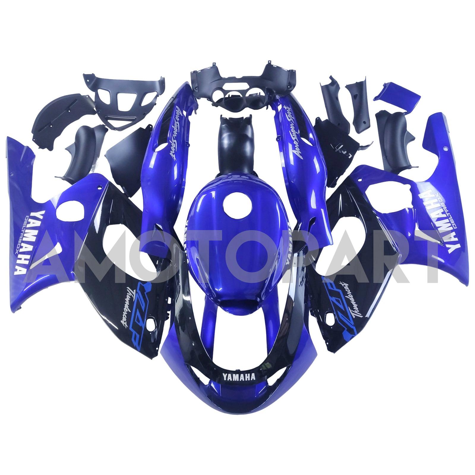 Amotopart 1996-2007 Yamaha YZF 600R Thundercat Glossy Black Blue Fairing Kit