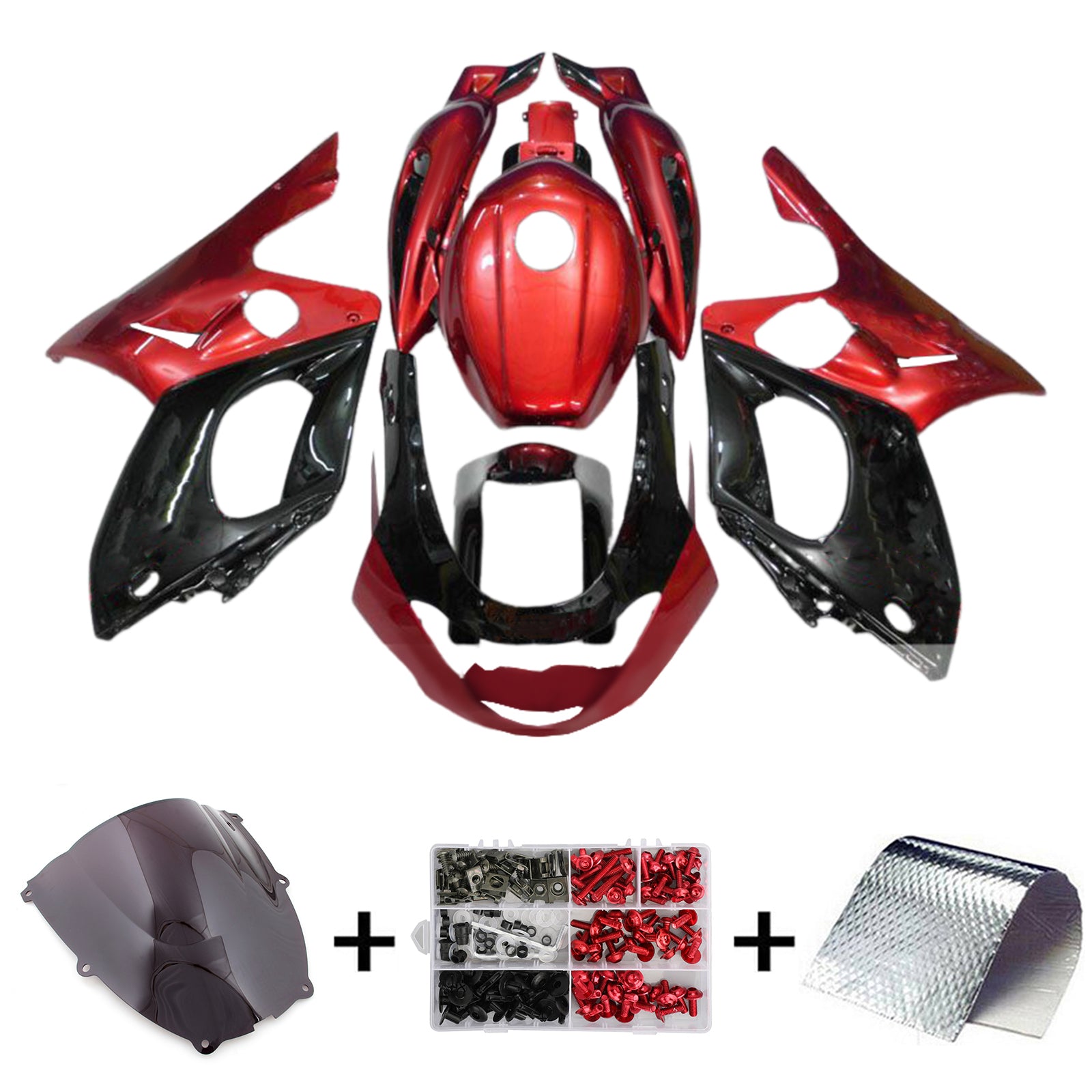 Amotopart 1996-2007 Yamaha YZF 600r Thundercat Red Black Fairing Kit