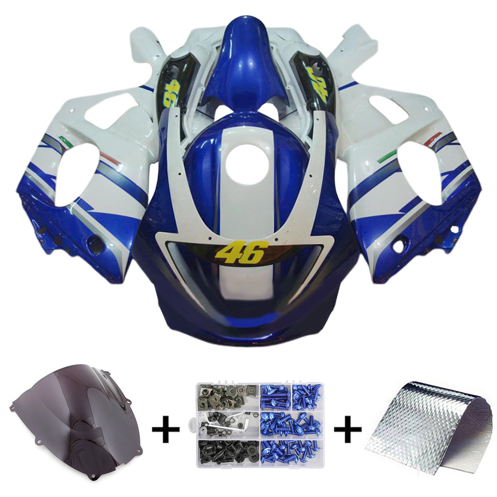 Amotopart 1996-2007 Yamaha YZF 600R Thundercat Blue White Black Fairing Kit