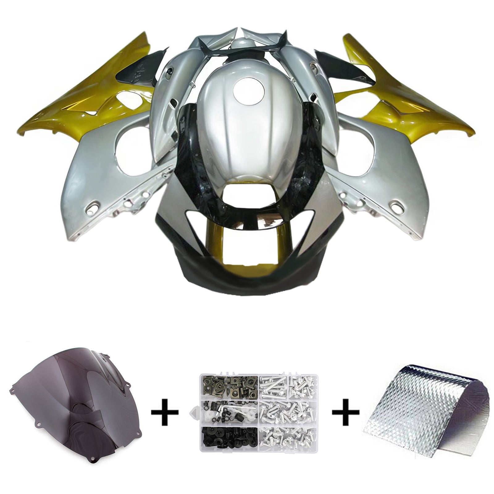 Amotopart 1996-2007 Yamaha YZF 600R Thundercat Silver Black Gold Fairing Kit