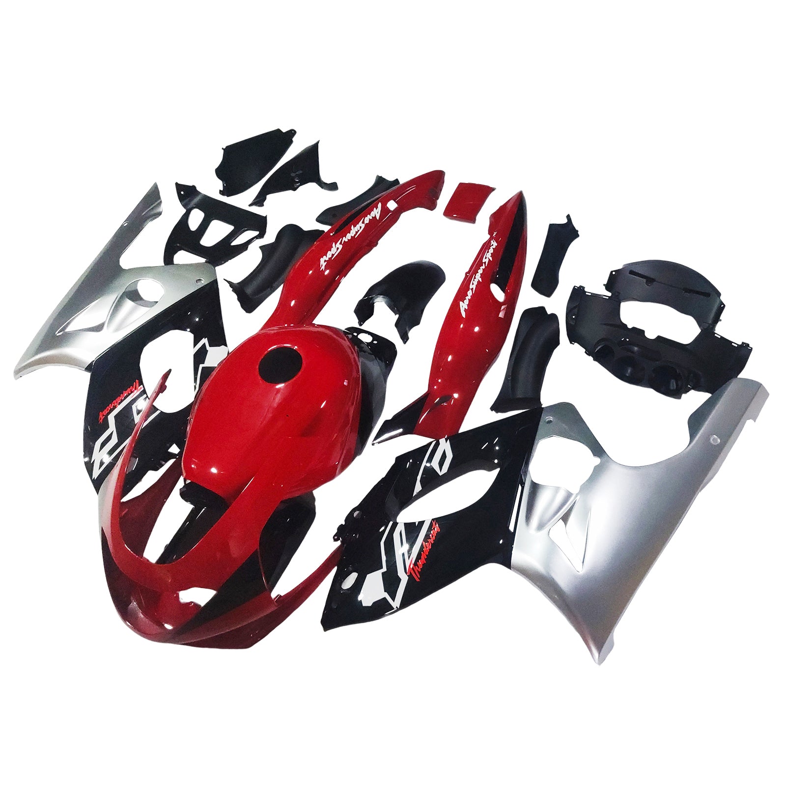 Amotopart 1996-2007 ヤマハ YZF 600R サンダーキャット レッド ブラック ホワイト シルバー フェアリングキット