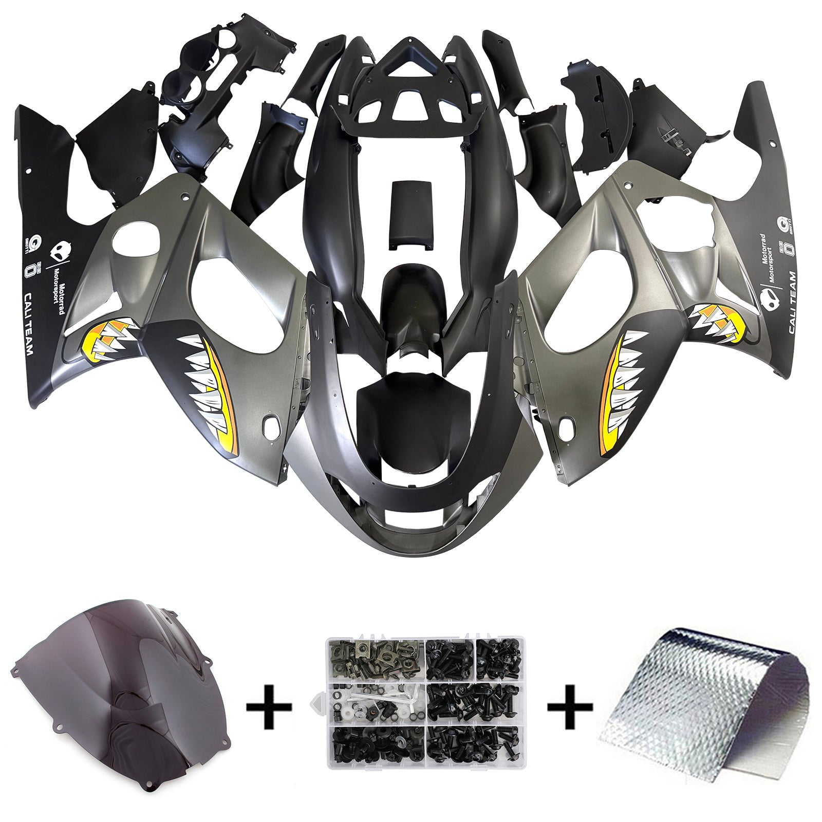Amotopart 1996-2007 Yamaha YZF 600R Thundercat Matte Grey Black Fairing Kit