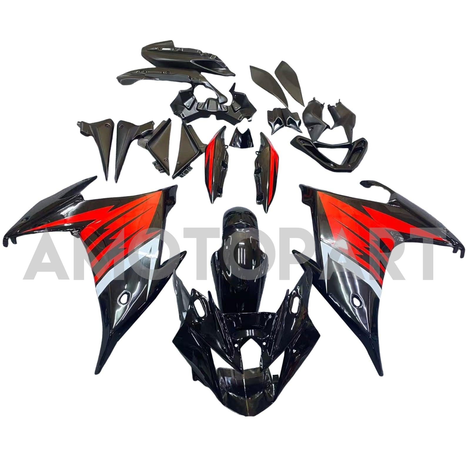 Kit carena Amotopart 2009-2015 Yamaha FZ6R nero rosso