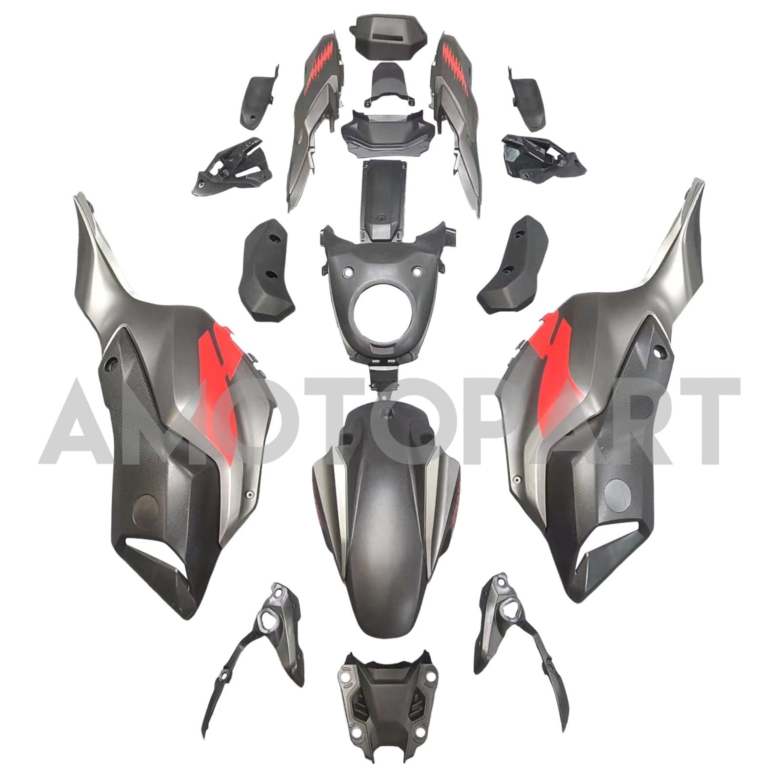 Amotopart Yamaha 2012–2017 MT07/FZ07 rot-schwarzes Verkleidungsset