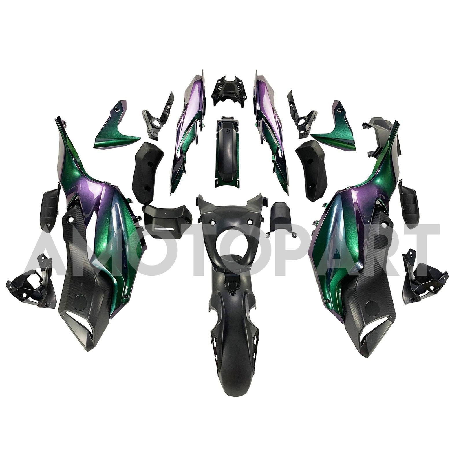 Amotopart 2012-2017 Yamaha MT-07 / FZ-07 Black Green Fairing Kit