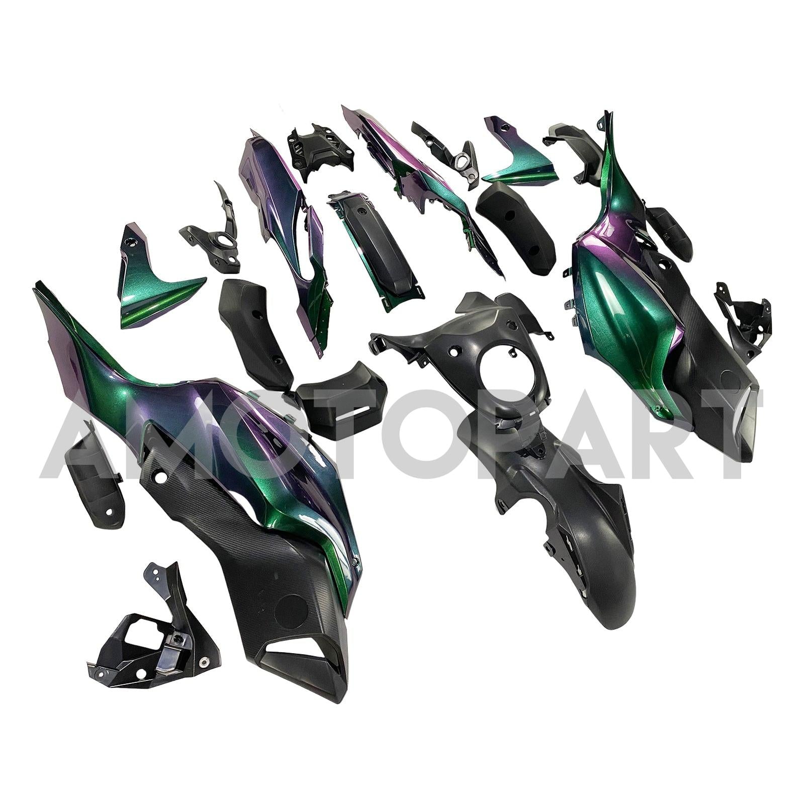 Amotopart 2012-2017 Yamaha MT-07 / FZ-07 Black Green Fairing Kit