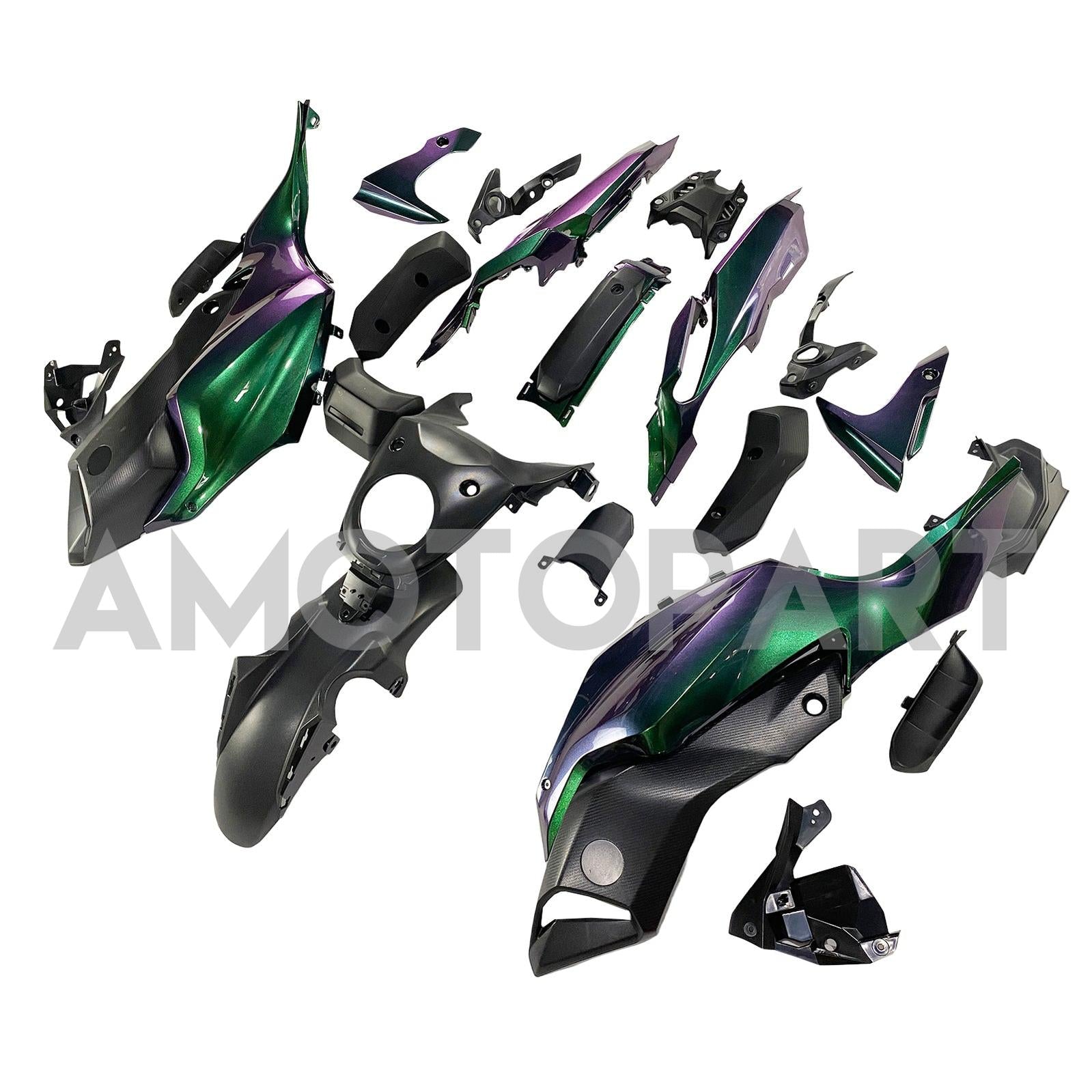 Amotopart 2012-2017 Yamaha MT-07 / FZ-07 Black Green Fairing Kit