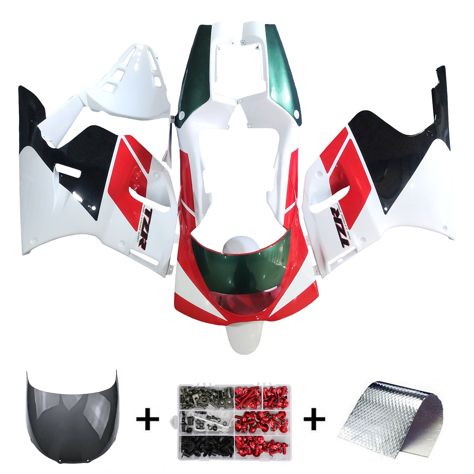 Amotopart 1991-1994 Yamaha TZR250 3XV White Red Green Fairing Kit