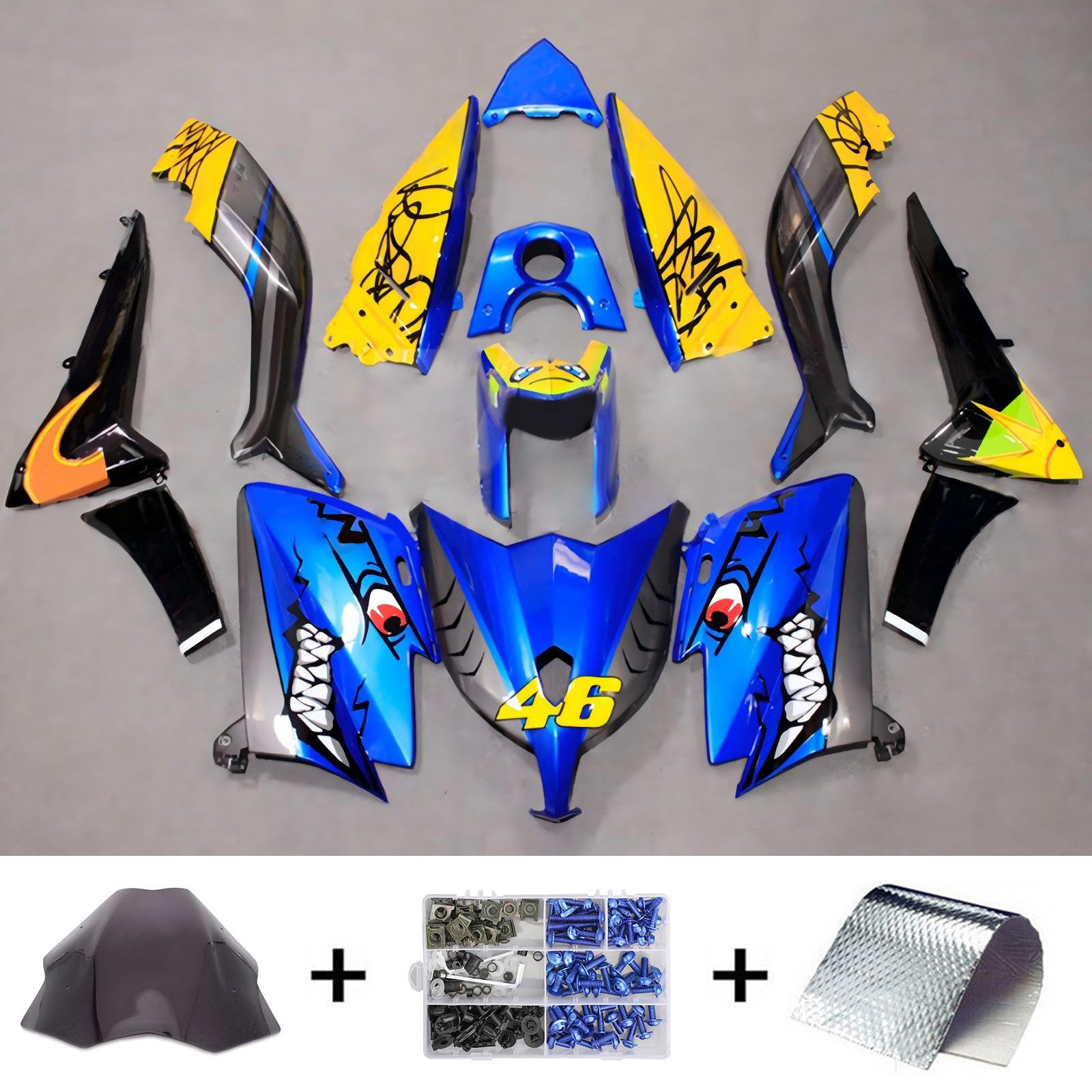 Amotopart 2012-2014 T-Max TMAX530 Yamaha Blue&Yellow Cartoon Fairing Kit