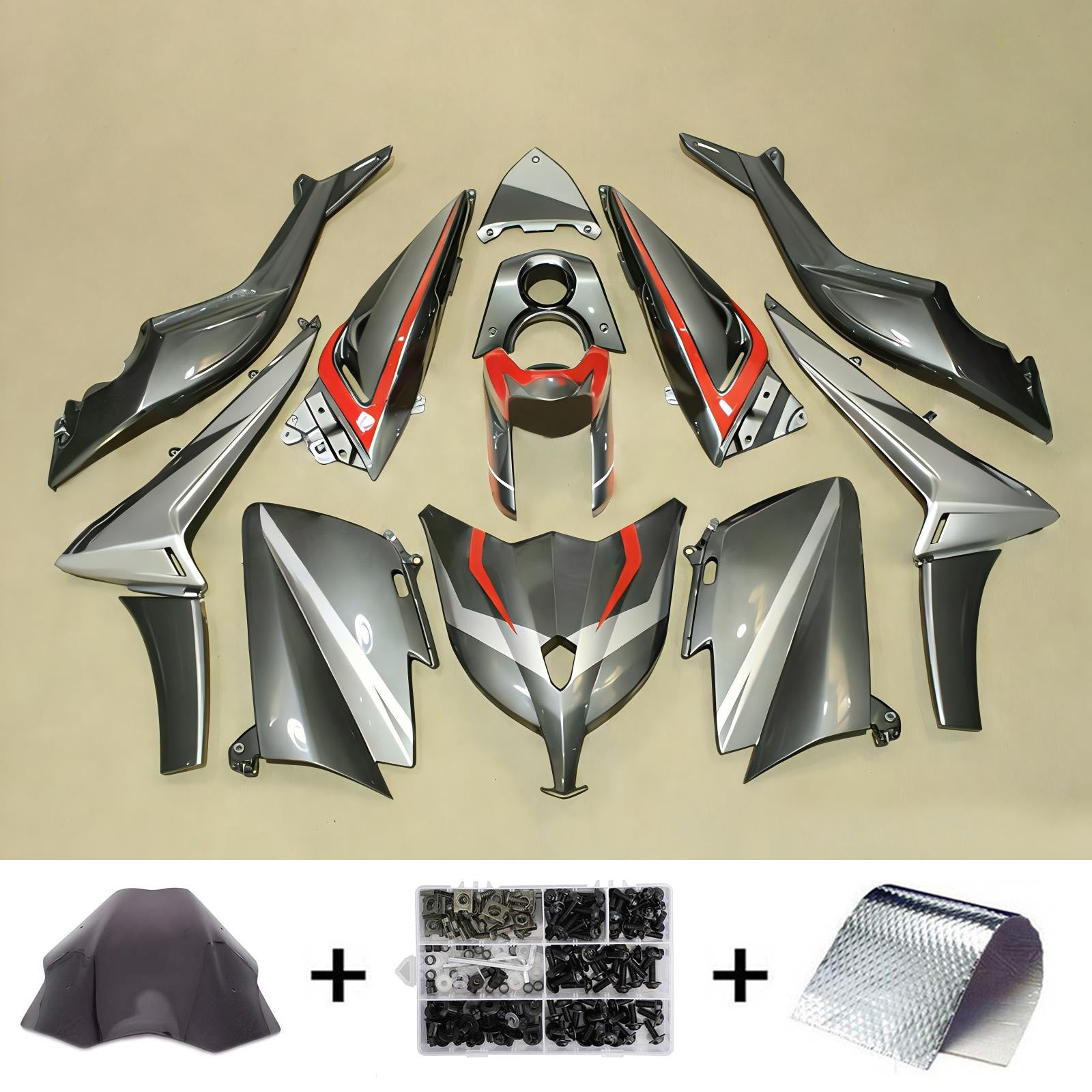 Amotopart 2012-2014 T-Max TMAX530 Yamaha Red&Grey Fairing Kit