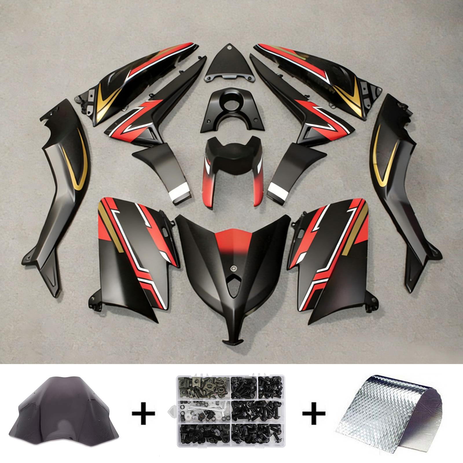 Amotopart 2012-2014 T-Max TMAX530 Yamaha Matte Gold&Red Fairing Kit