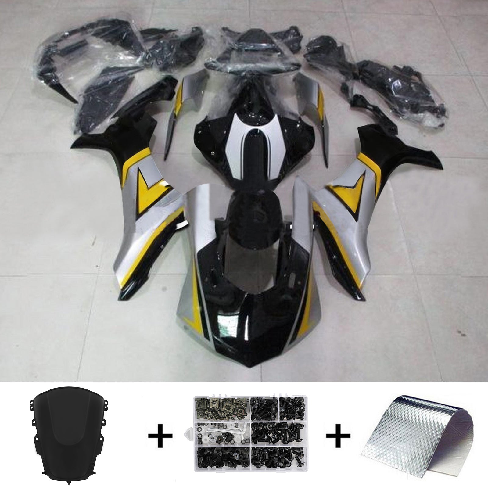 Amotopart Yamaha 2020-2026 YZF R1 Black Sliver Fairing Kit