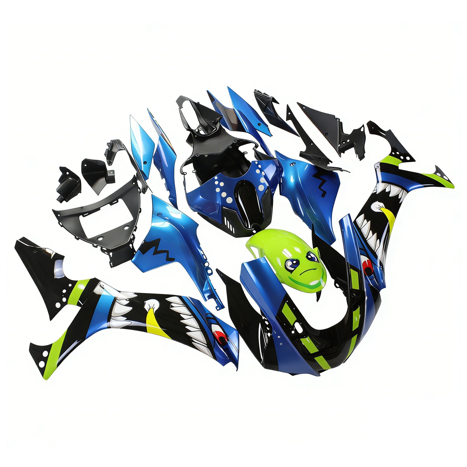 Amotopart 2020-2025 YZF R1 Yamaha Blue&Green Monster Fairing Kit