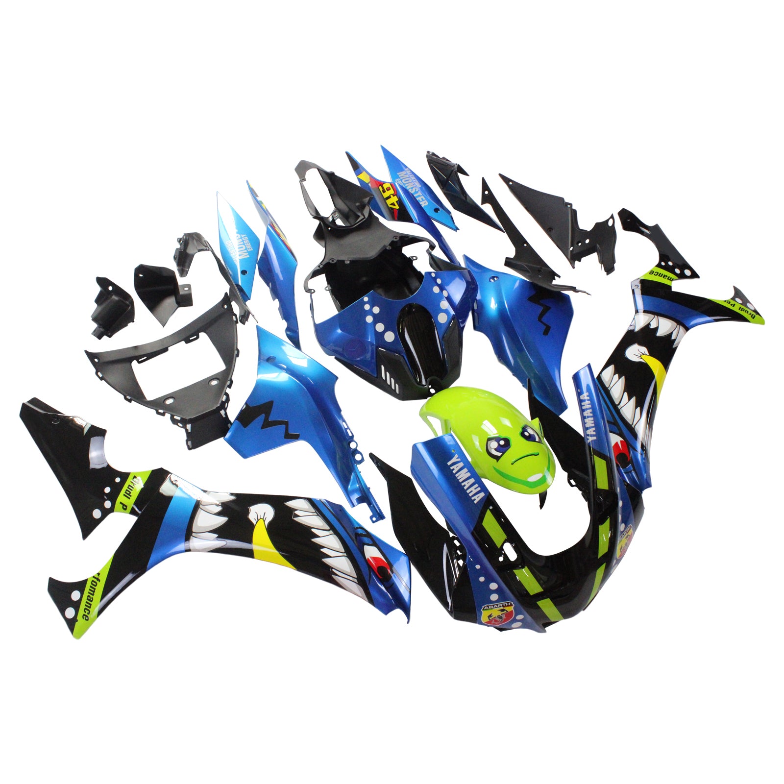 Amotopart 2020-2025 YZF R1 Yamaha Blue&Green Monster Fairing Kit