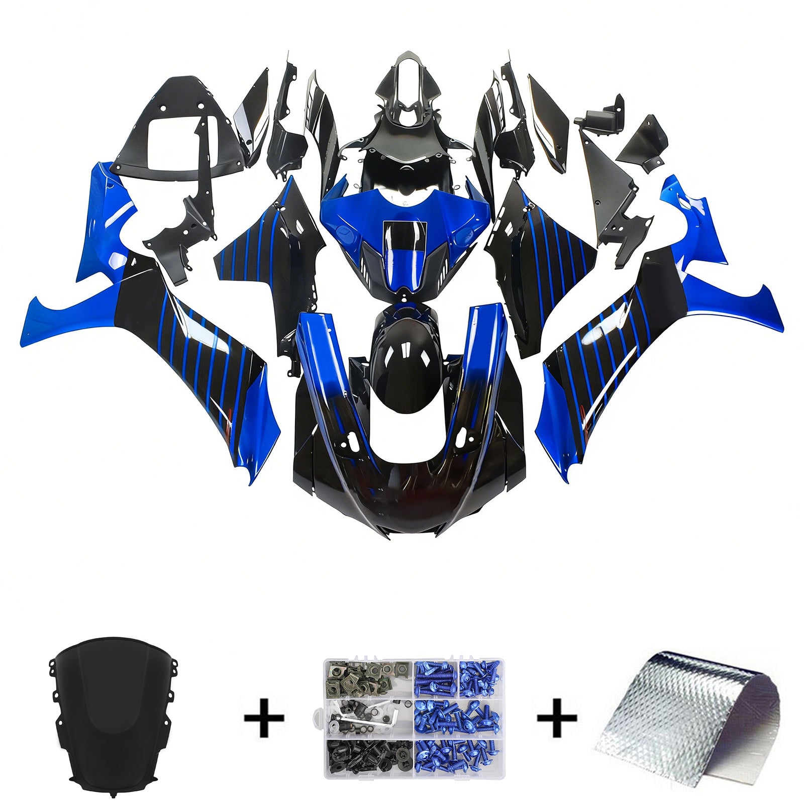 Amotopart Yamaha 2020-2025 YZF R1 Black Blue Fairing Kit