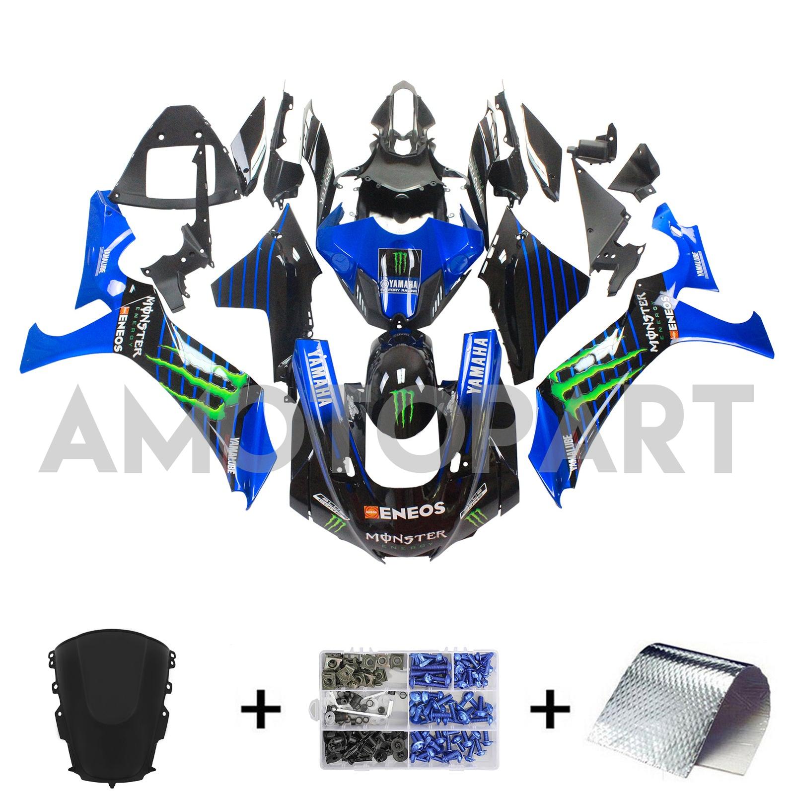 Amotopart Yamaha 2020-2025 YZF R1 Black Monster Fairing Kit