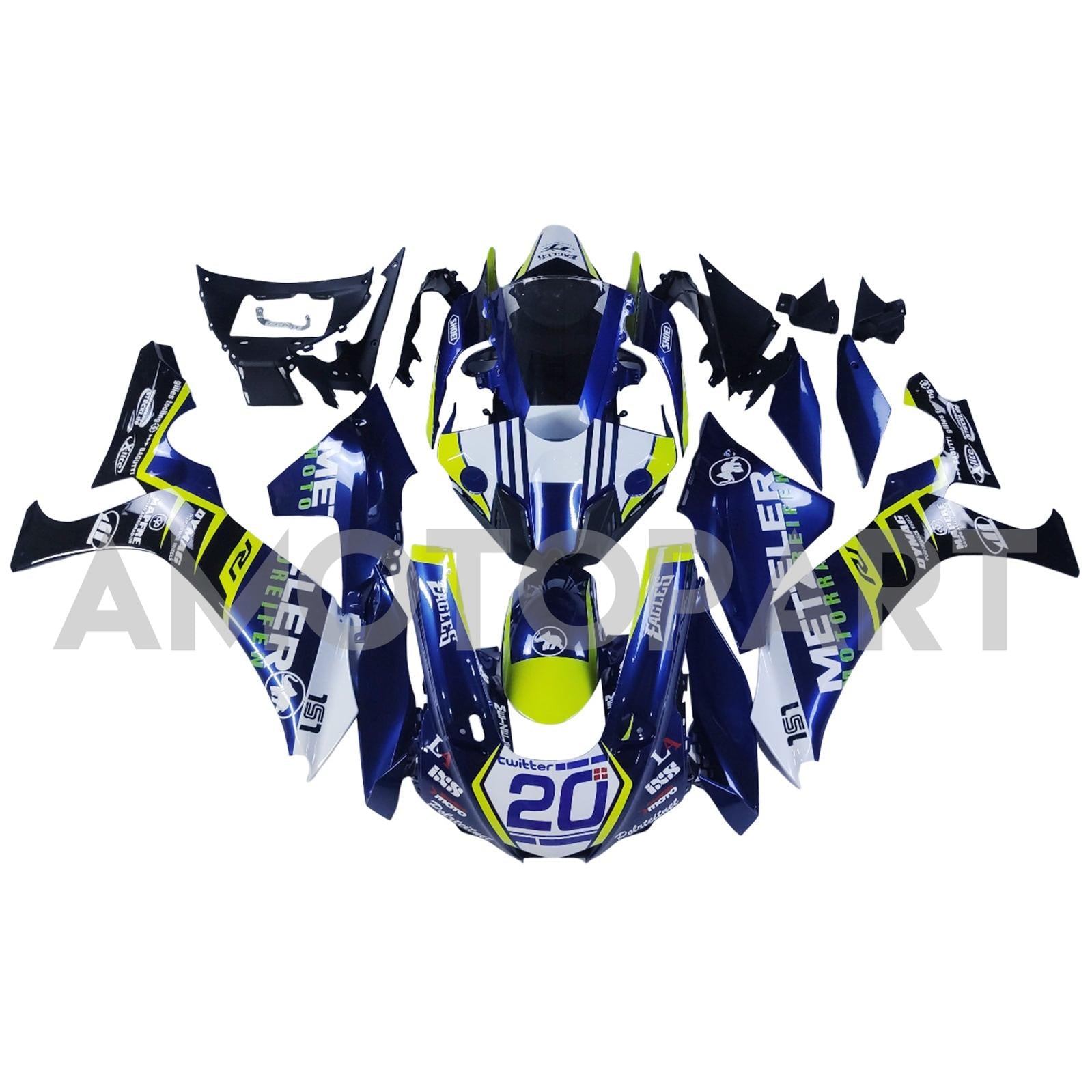 Amotopart Yamaha YZF R1 2020-2025 Blue&Yellow Fairing Kit