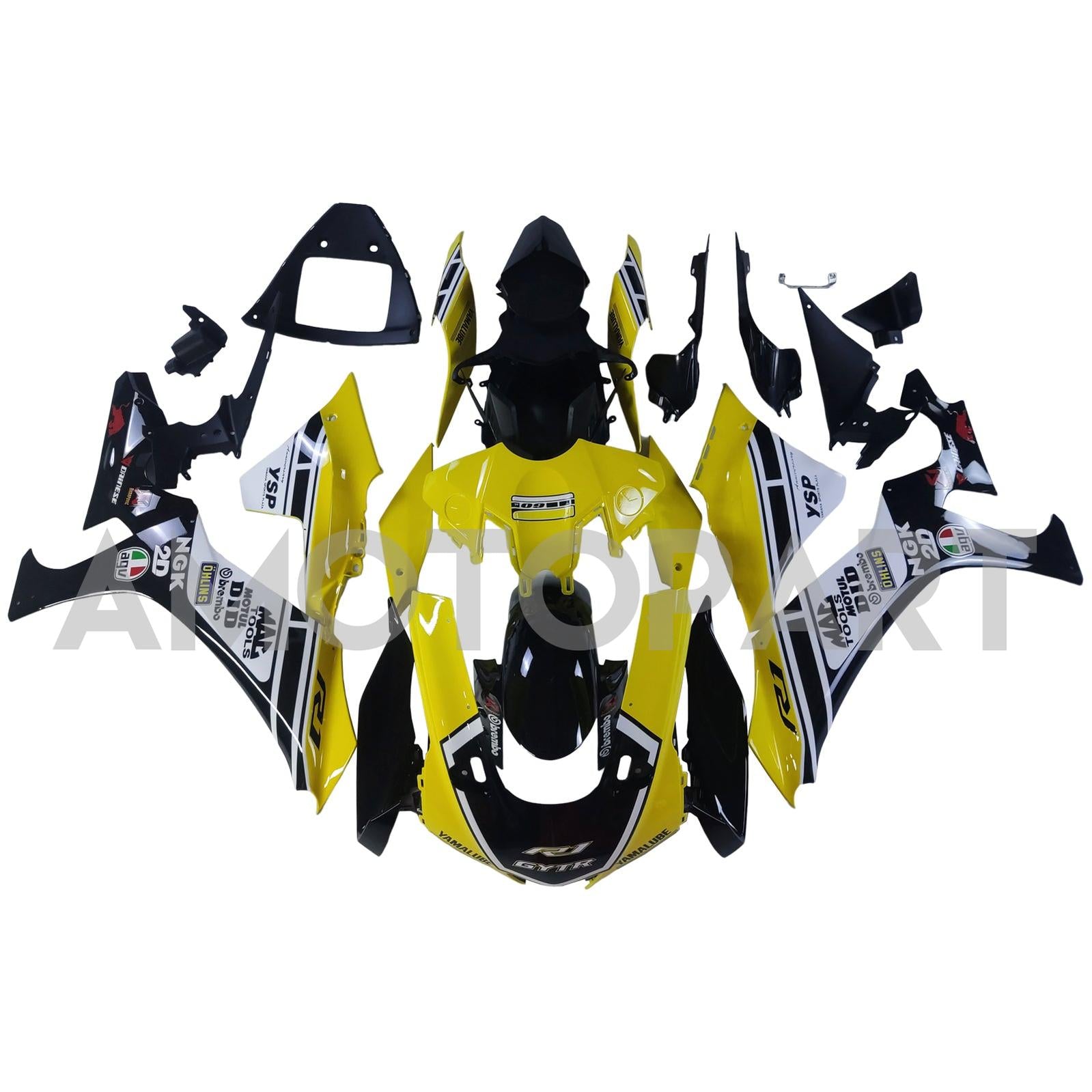 Amotopart Yamaha YZF R1 2020-2025 Yellow&Black Fairing Kit