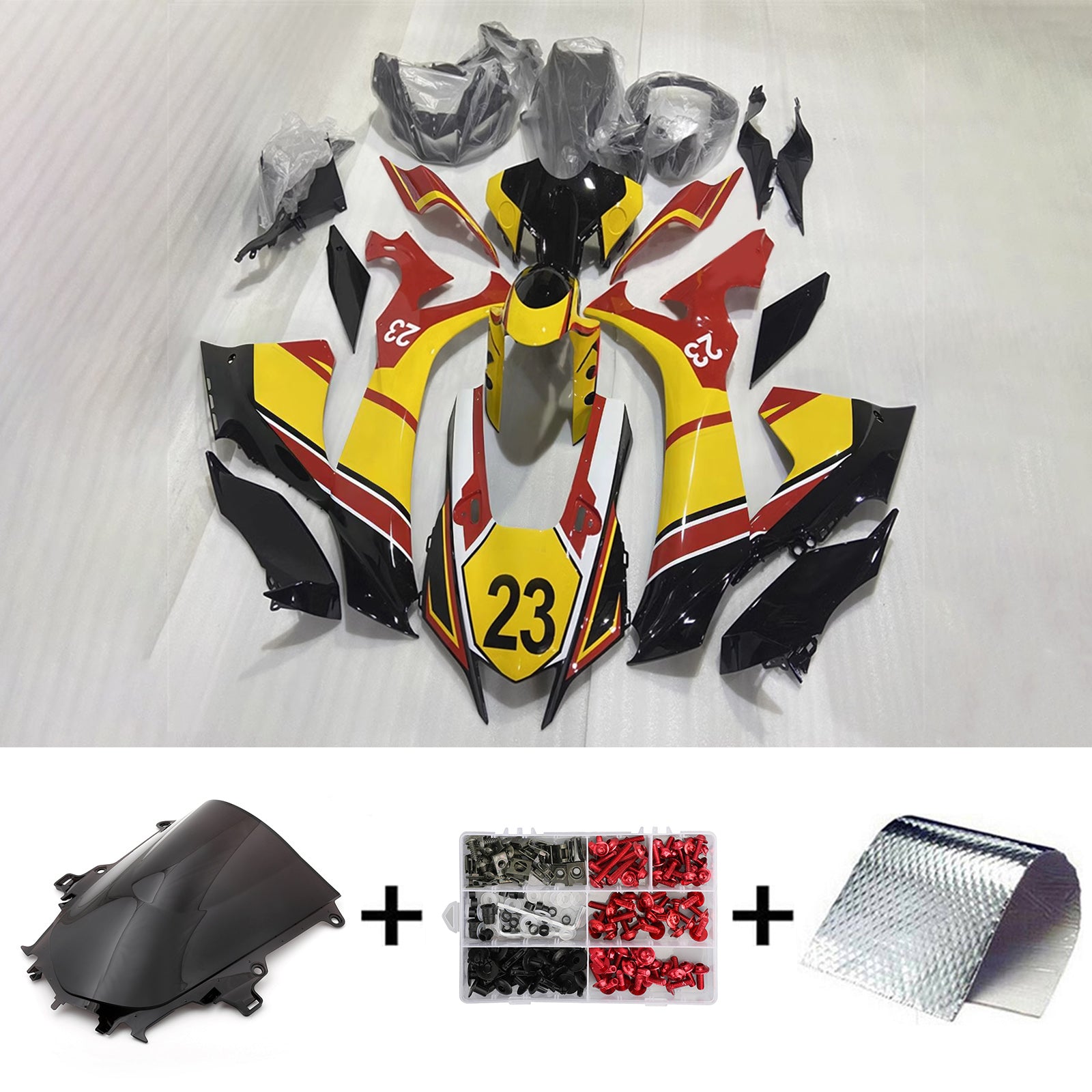 Amotopart 2020–2026 Yamaha YZF R1 Rot&Yellow with Logos Verkleidungssatz