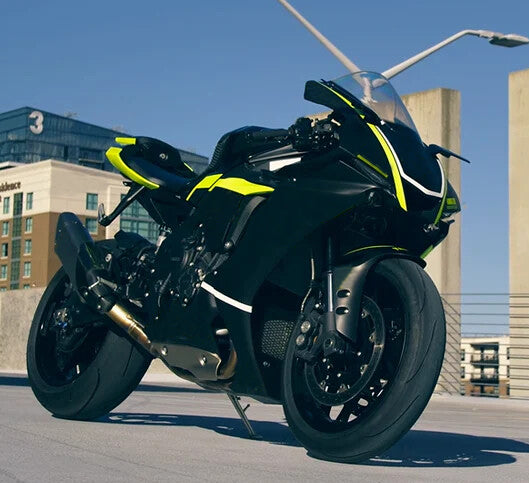 Amotopart Yamaha 2020-2025 YZF R1 Black With Fluorescent Yellow Fairing Kit
