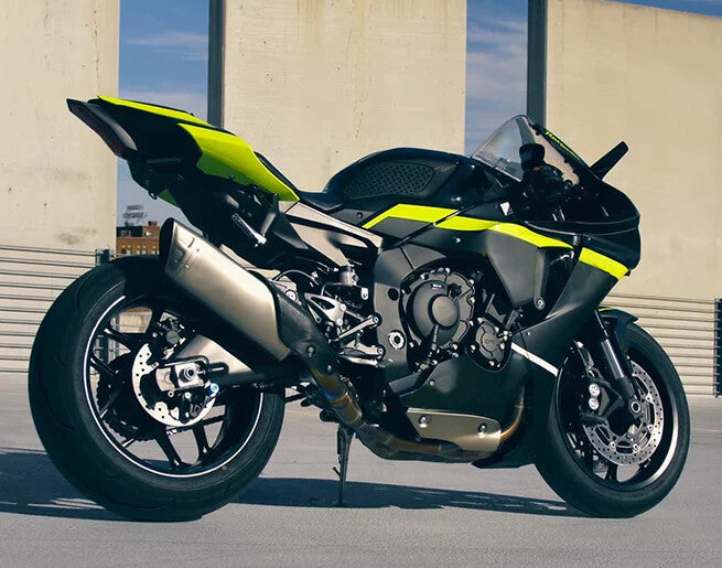 Amotopart Yamaha 2020-2025 YZF R1 Black With Fluorescent Yellow Fairing Kit
