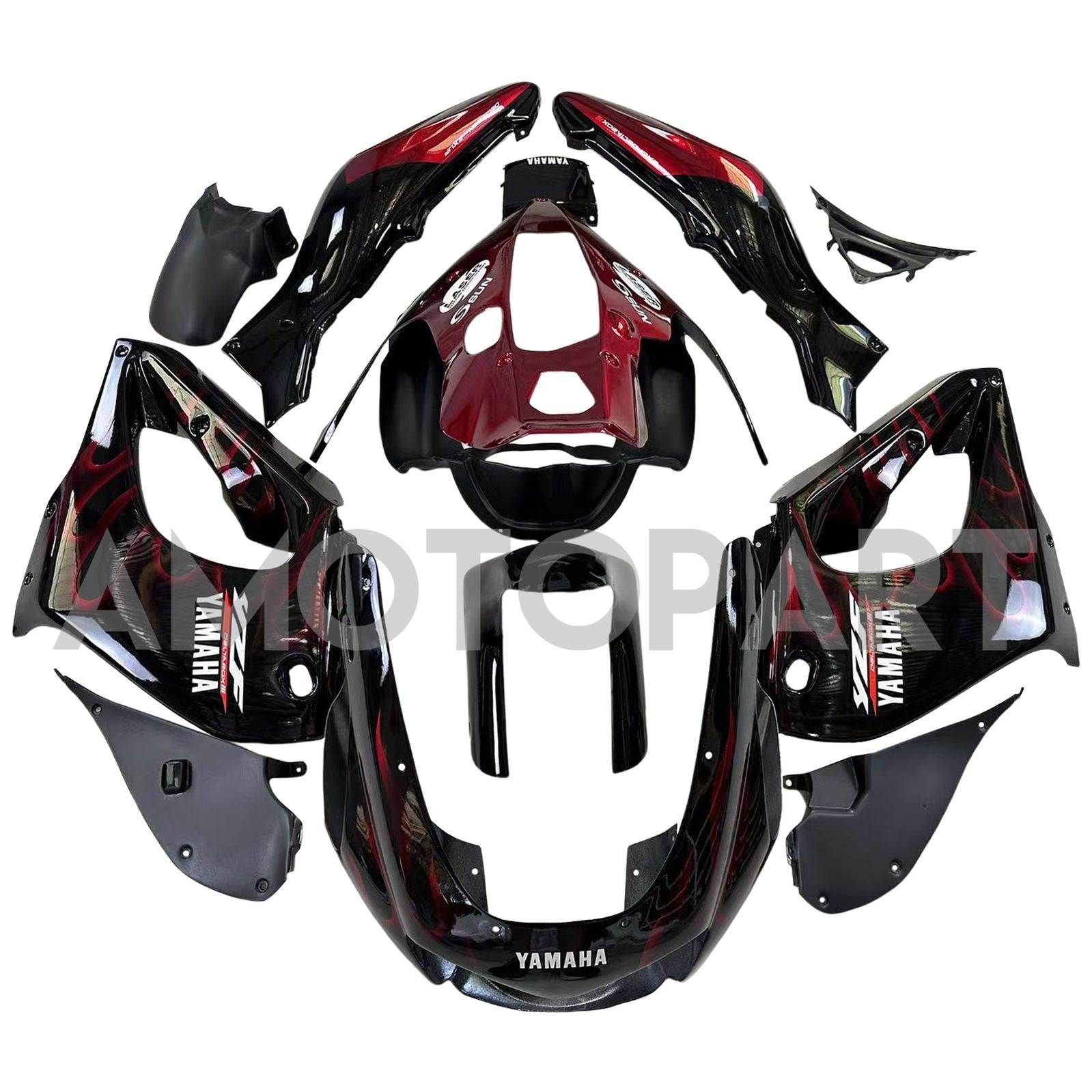 Amotopart 1997-2007 Yamaha YZF1000R Thunderace Fairing Red&Black Style3 Kit