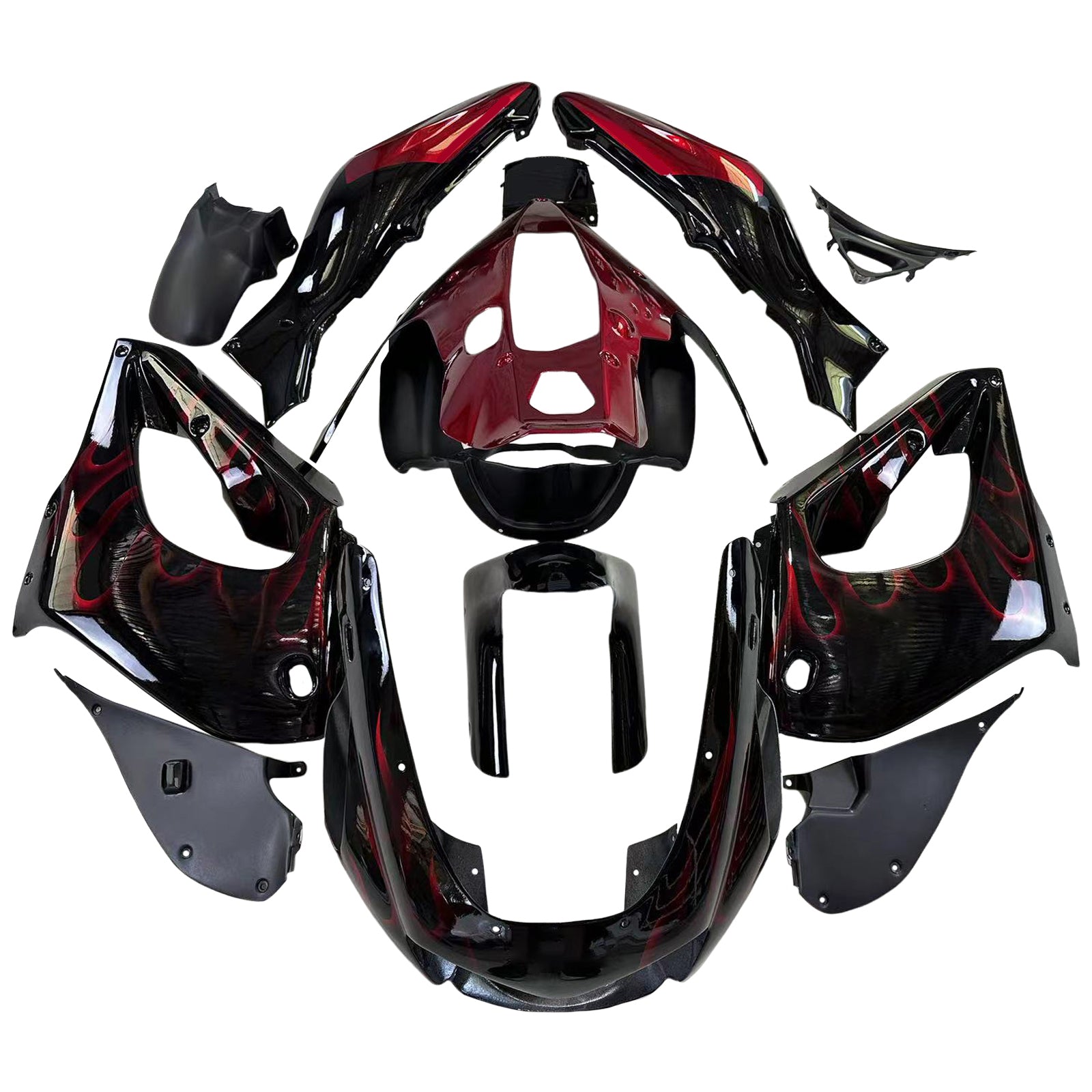 Amotopart 1997-2007 Yamaha YZF1000R Thunderace Fairing Red&Black Style3 Kit