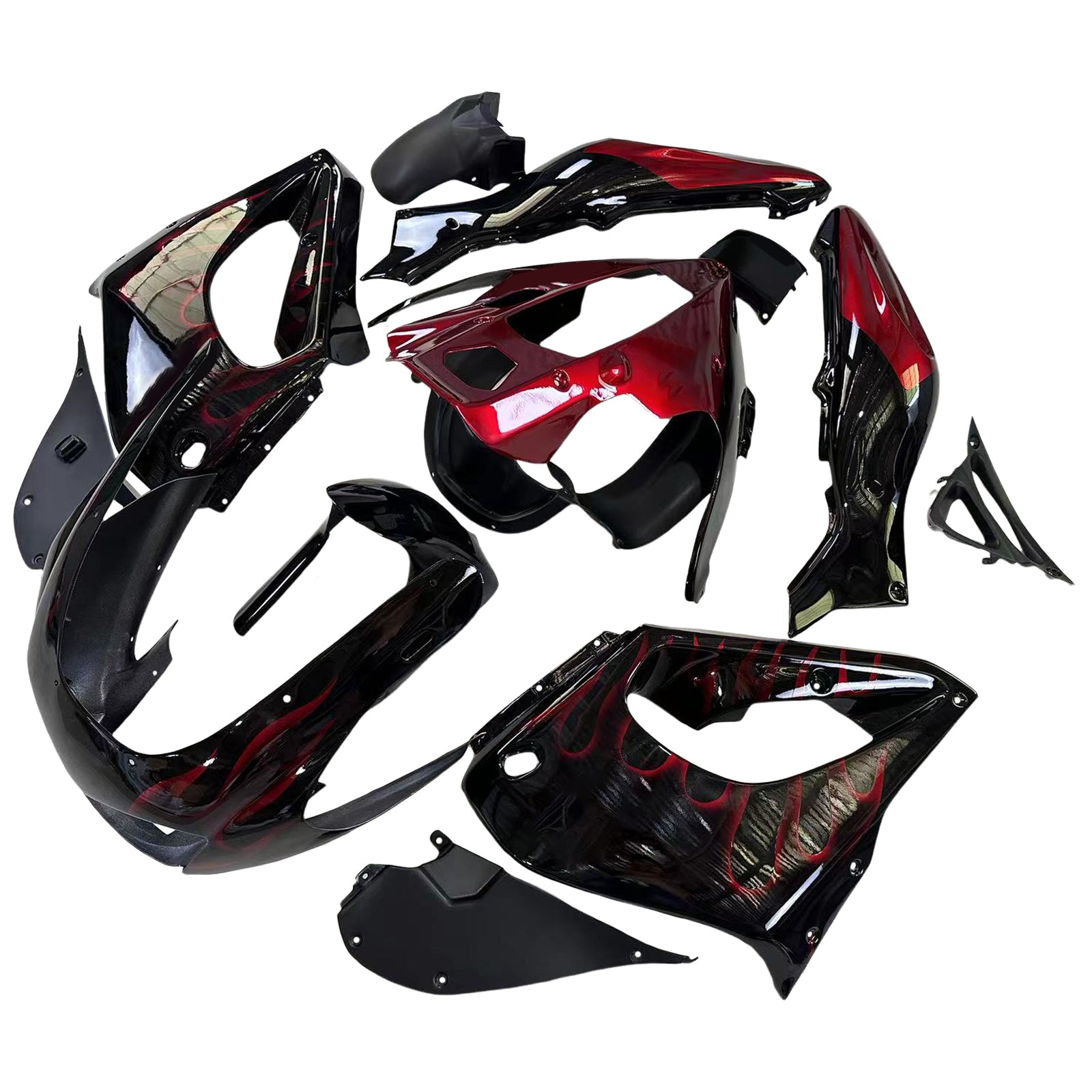 Amotopart 1997-2007 Yamaha YZF1000R Thunderace Fairing Red&Black Style3 Kit