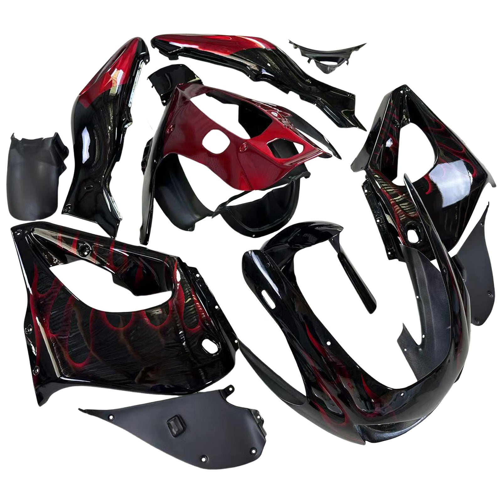 Amotopart 1997-2007 Yamaha YZF1000R Thunderace Fairing Red&Black Style3 Kit