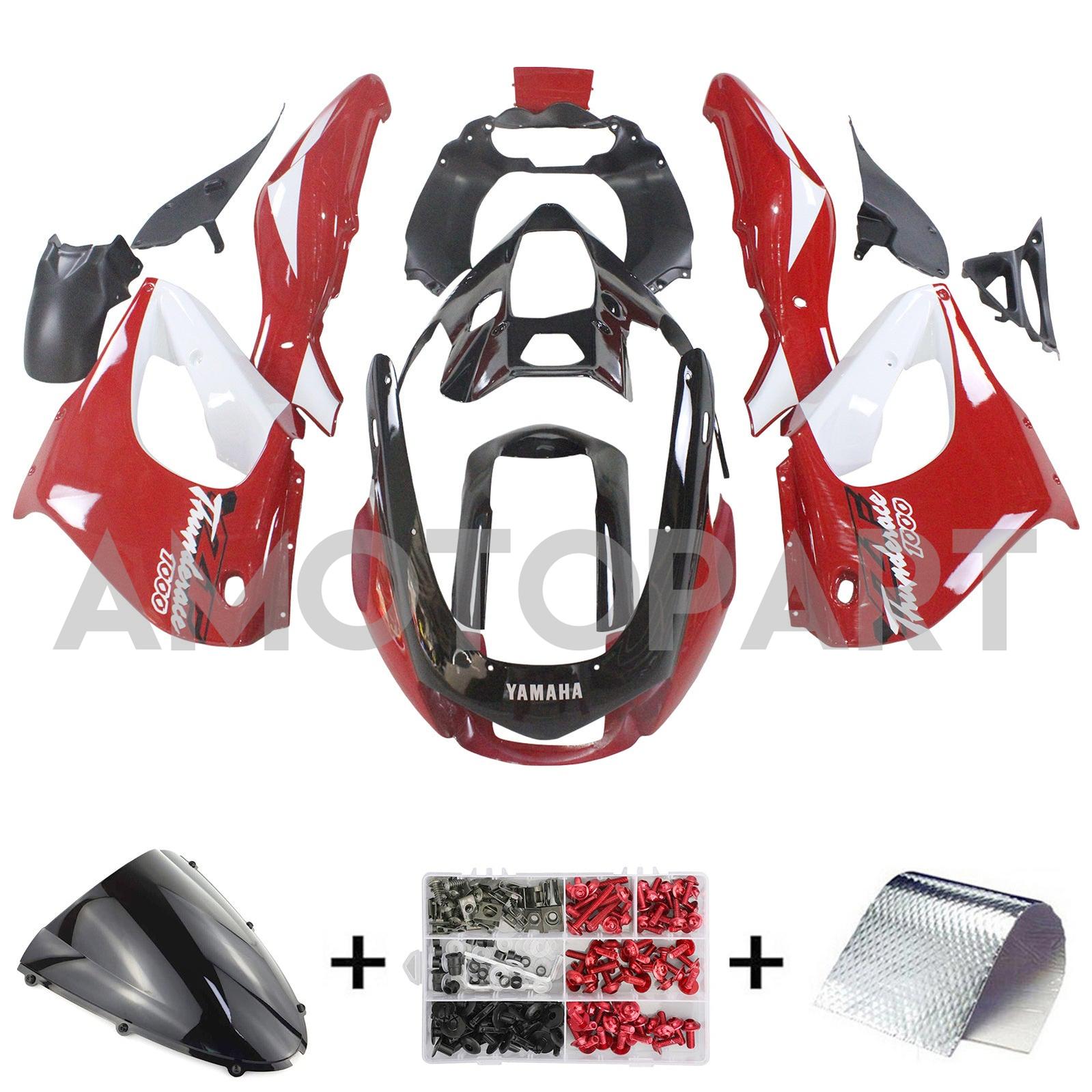 Amotopart 1997-2007 Yamaha YZF1000R Thunderace Fairing Red&Black Style1 Kit