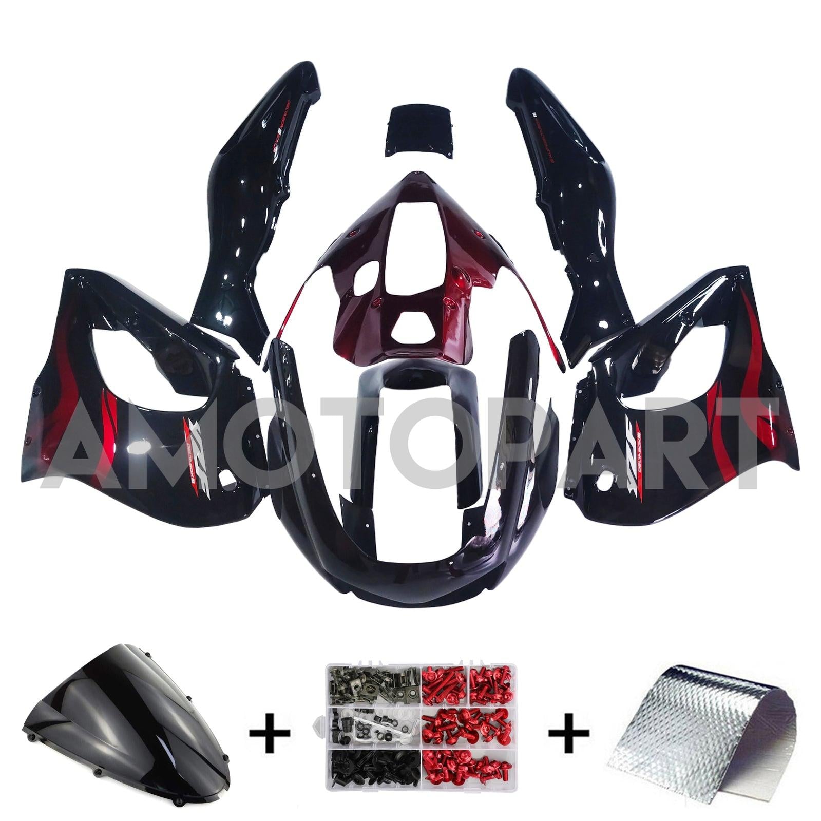 Amotopart 1997-2007 Yamaha YZF1000R Thunderace Fairing Red&Black Style2 Kit