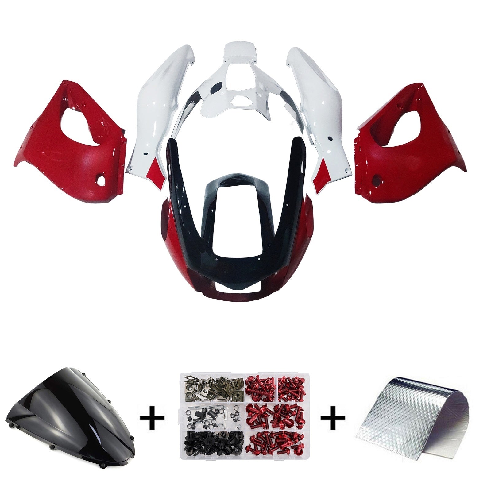 Amotopart 1997-2007 Yamaha YZF1000R Thunderace Fairing White&Red Kit