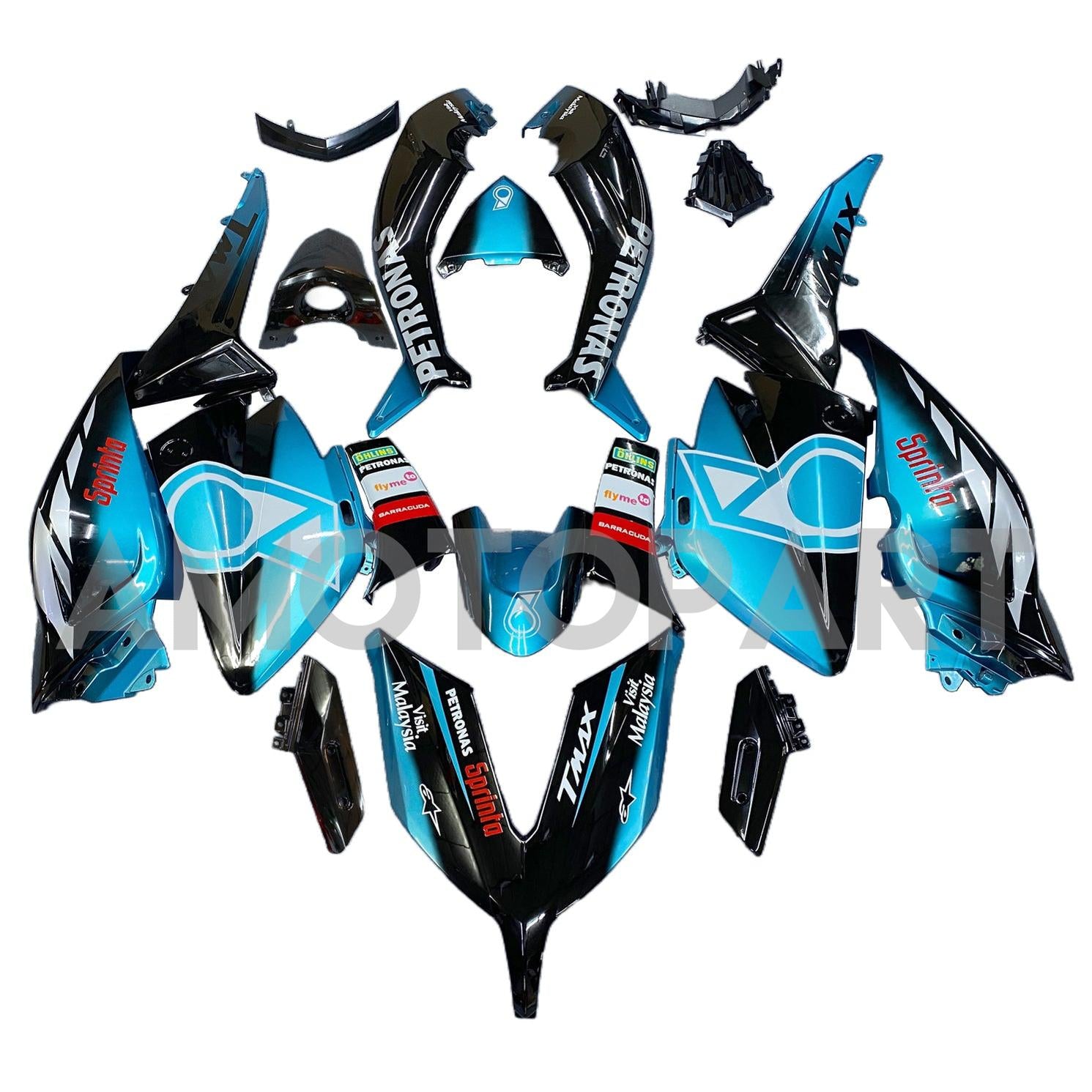 Amotopart 2015-2016 Yamaha T-Max TMAX530 Fairing Blue&Black Petronas Kit