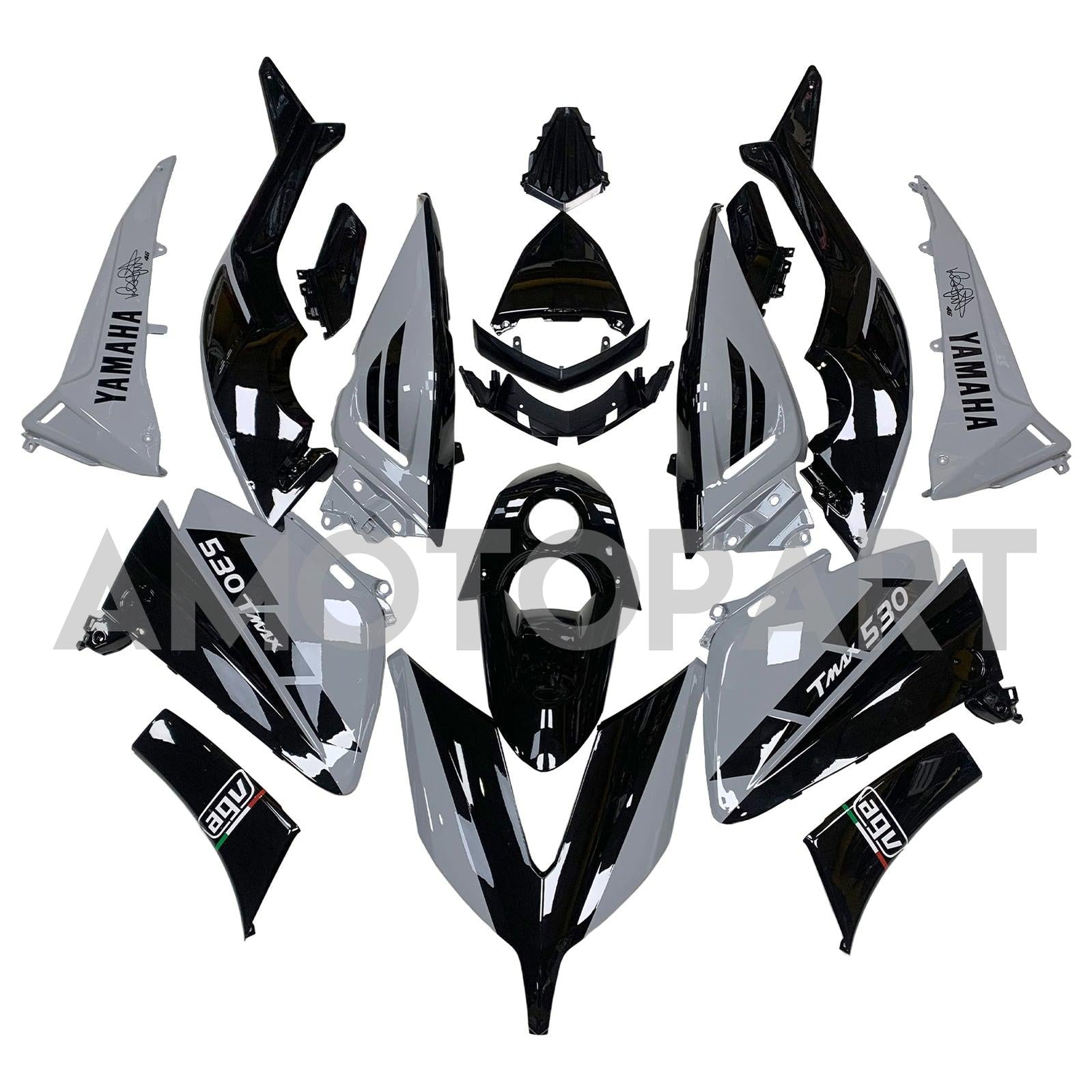 Amotopart 2015-2016 Yamaha T-Max TMAX530 Fairing Grey&Black Kit