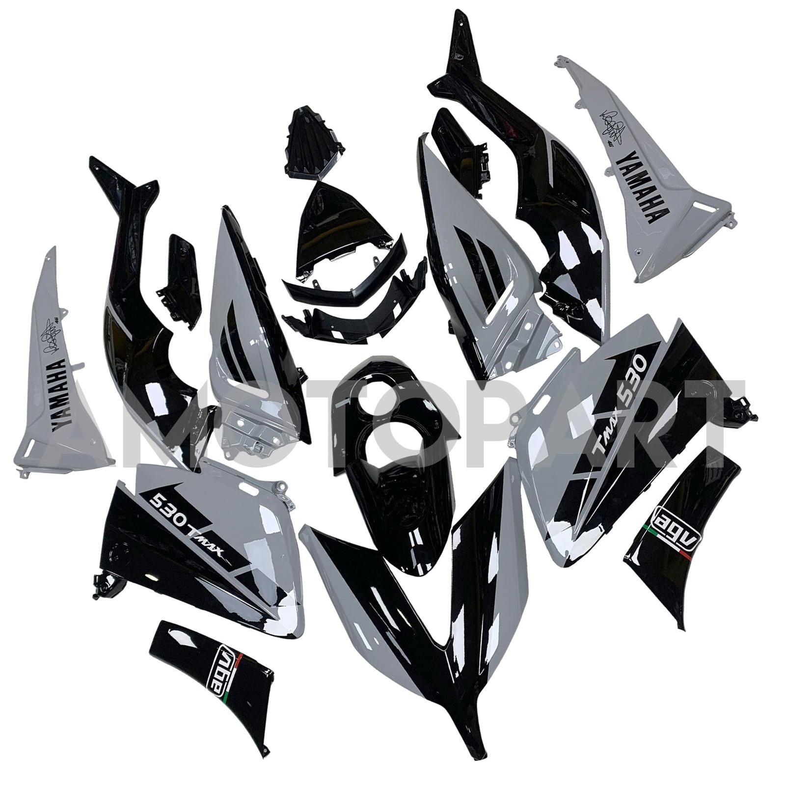 Amotopart 2015-2016 Yamaha T-Max TMAX530 Fairing Grey&Black Kit