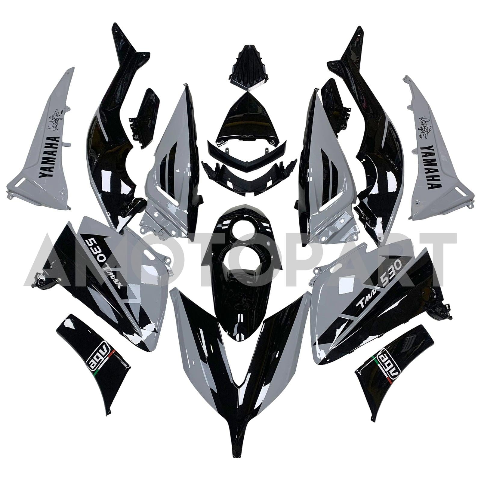 Amotopart 2015-2016 Yamaha T-Max TMAX530 Fairing Grey&Black Kit