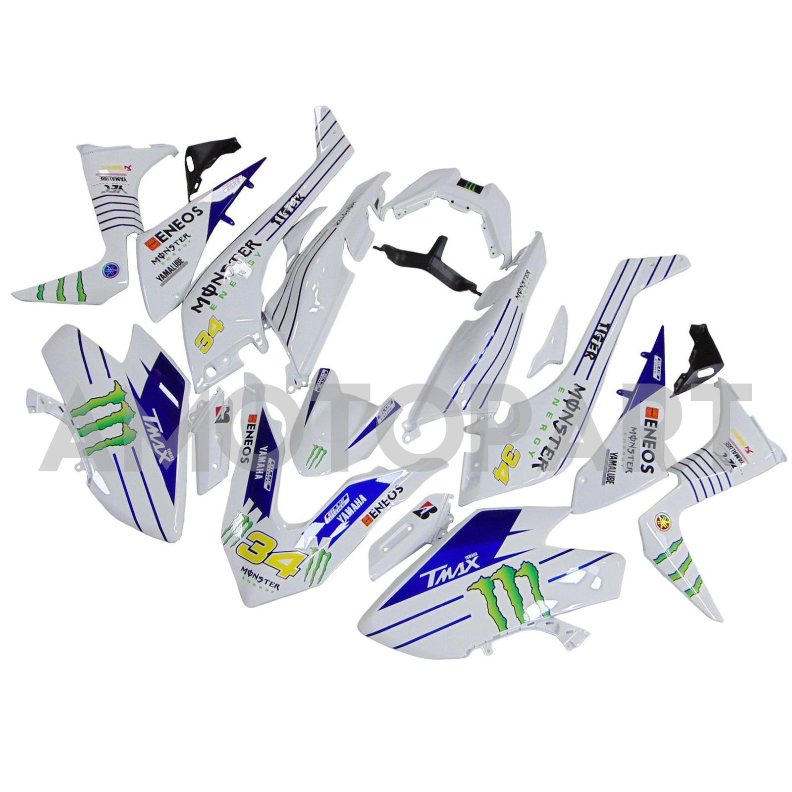 Amotopart 2017-2018 Yamaha T-Max TMAX530 Fairing White&Blue Kit