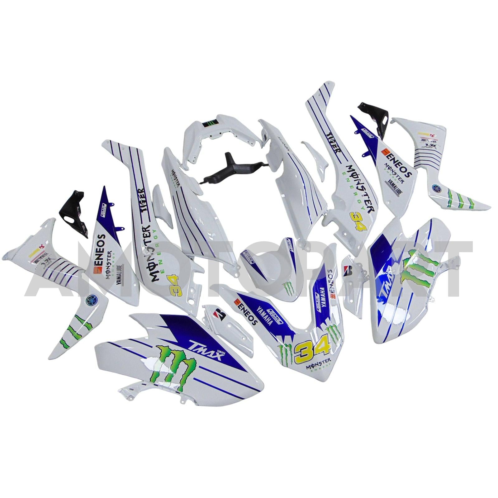 Amotopart 2017-2018 Yamaha T-Max TMAX530 Fairing White&Blue Kit