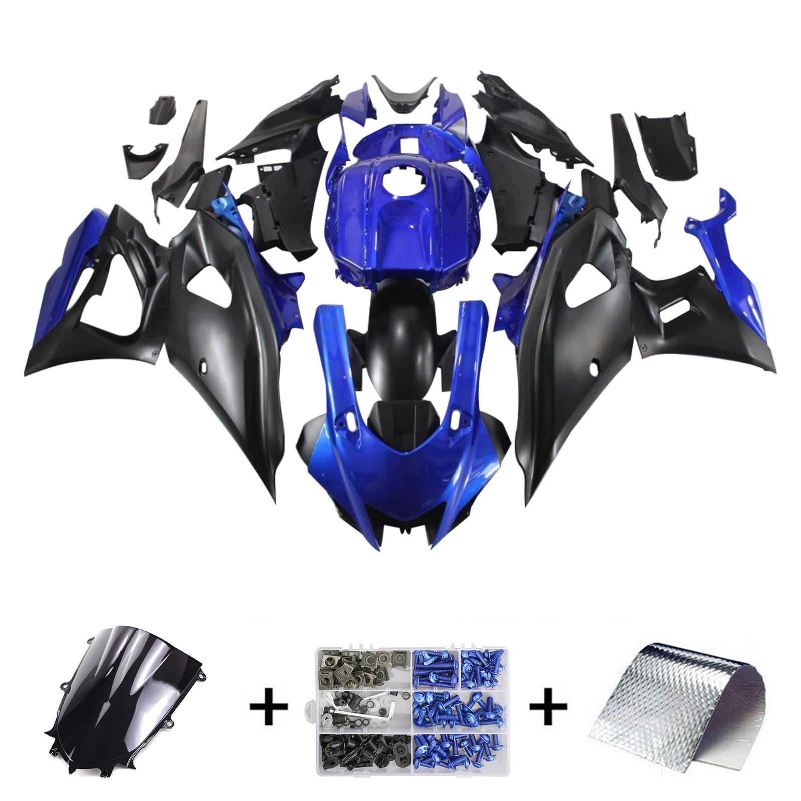 Amotopart 2021-2025 Yamaha YZF-R7 Matte Blue&Black Style2 Fairing Kit