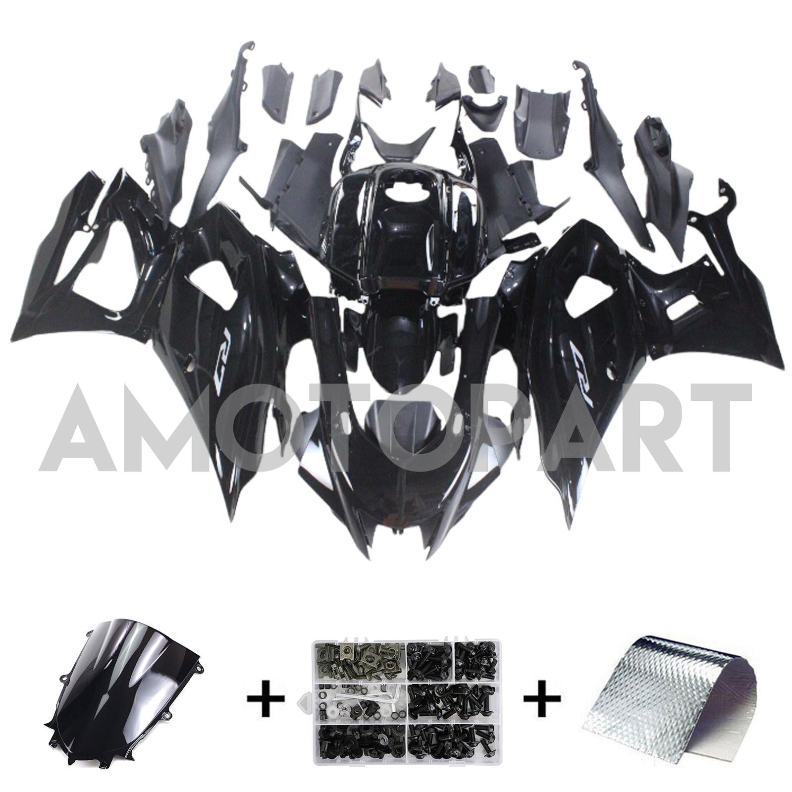 Amotopart 2021-2025 Yamaha YZF-R7 Gloss Black Fairing Kit