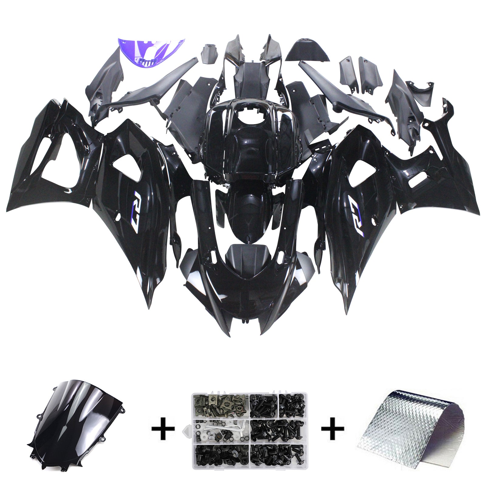 Amotopart 2021-2025 Yamaha YZF-R7 Gradient Black Fairing Kit