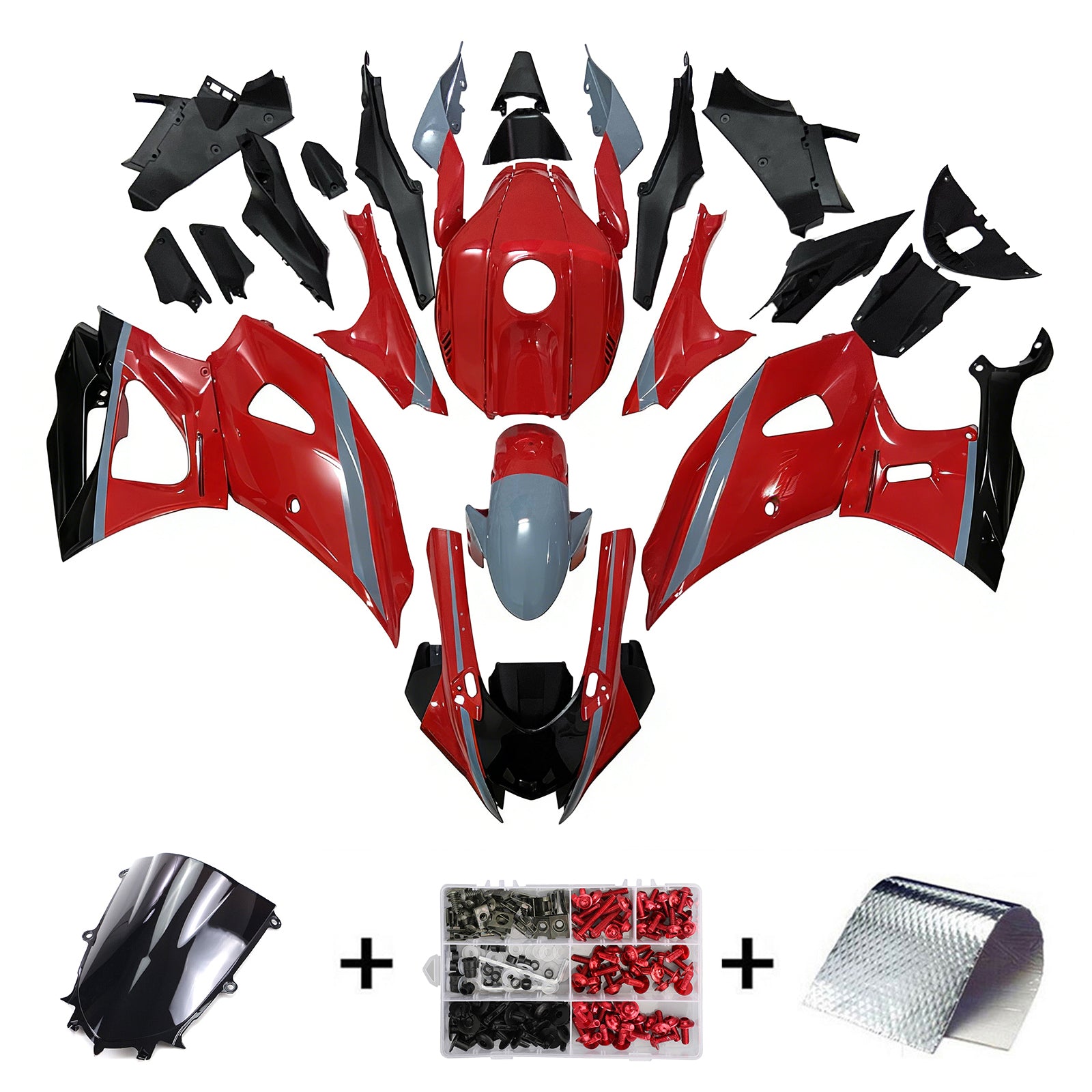 Amotopart 2021-2025 Yamaha YZF-R7 Gradient Red&Grey Fairing Kit